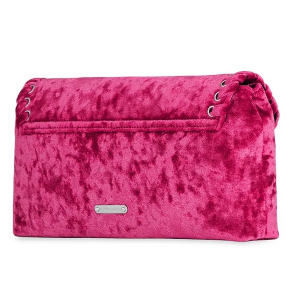 NWT Rebecca Minkoff Whip Velvet Convertible Clutch - Color Hot Pink - Picture 3 of 5